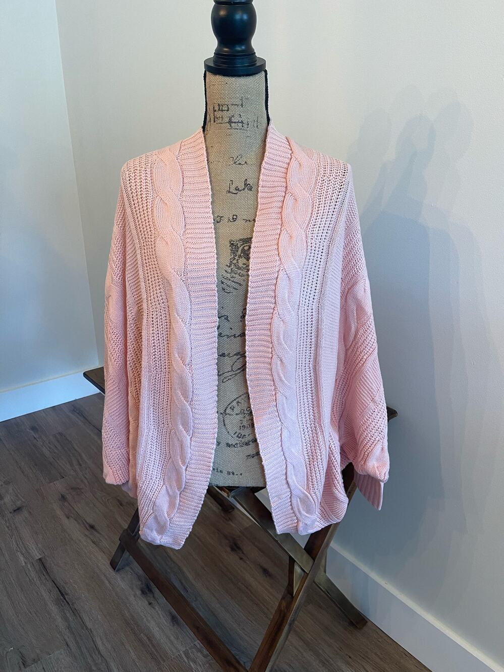 Military Hippie Pink Slouch Batwing Sweater Cardigan One Size
